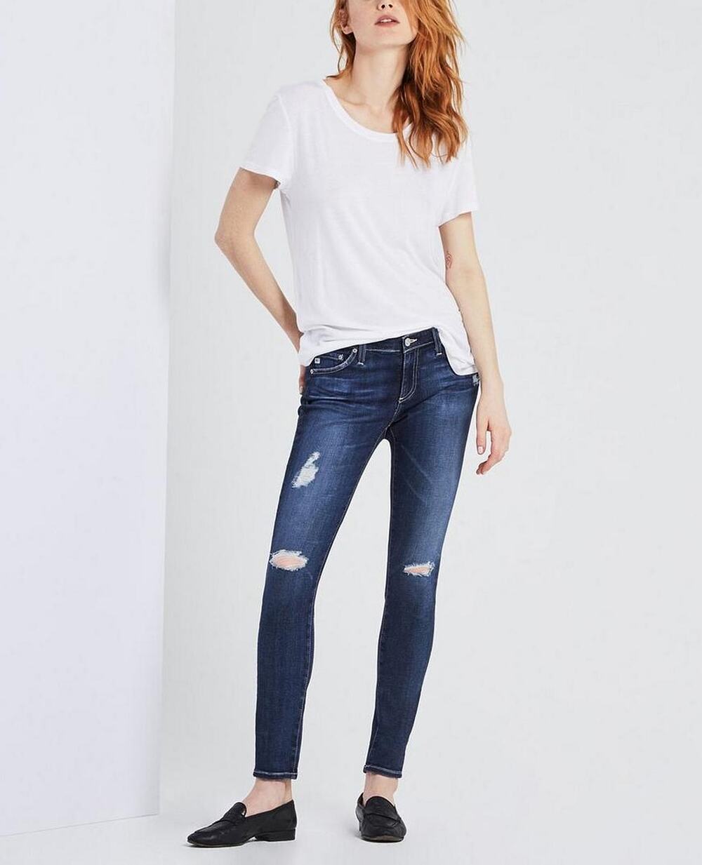 AG Adriano Goldschmied Distressed Blue Jeans Legging Ankle 11 Year Swapmeet 28